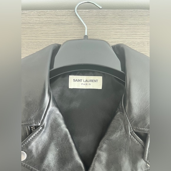 YSL black leather biker jacket - Picture 5 of 8